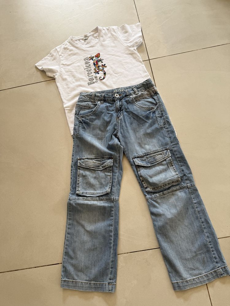 Desigual jeansy + bluza, koszulka  r. 140