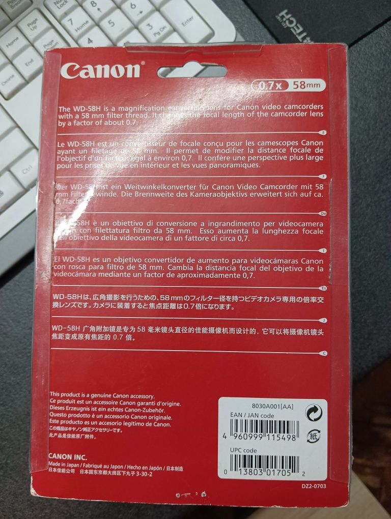 Ширококутний об'єктив конвертер - Canon Wide Converter WD 58H 0.7x58