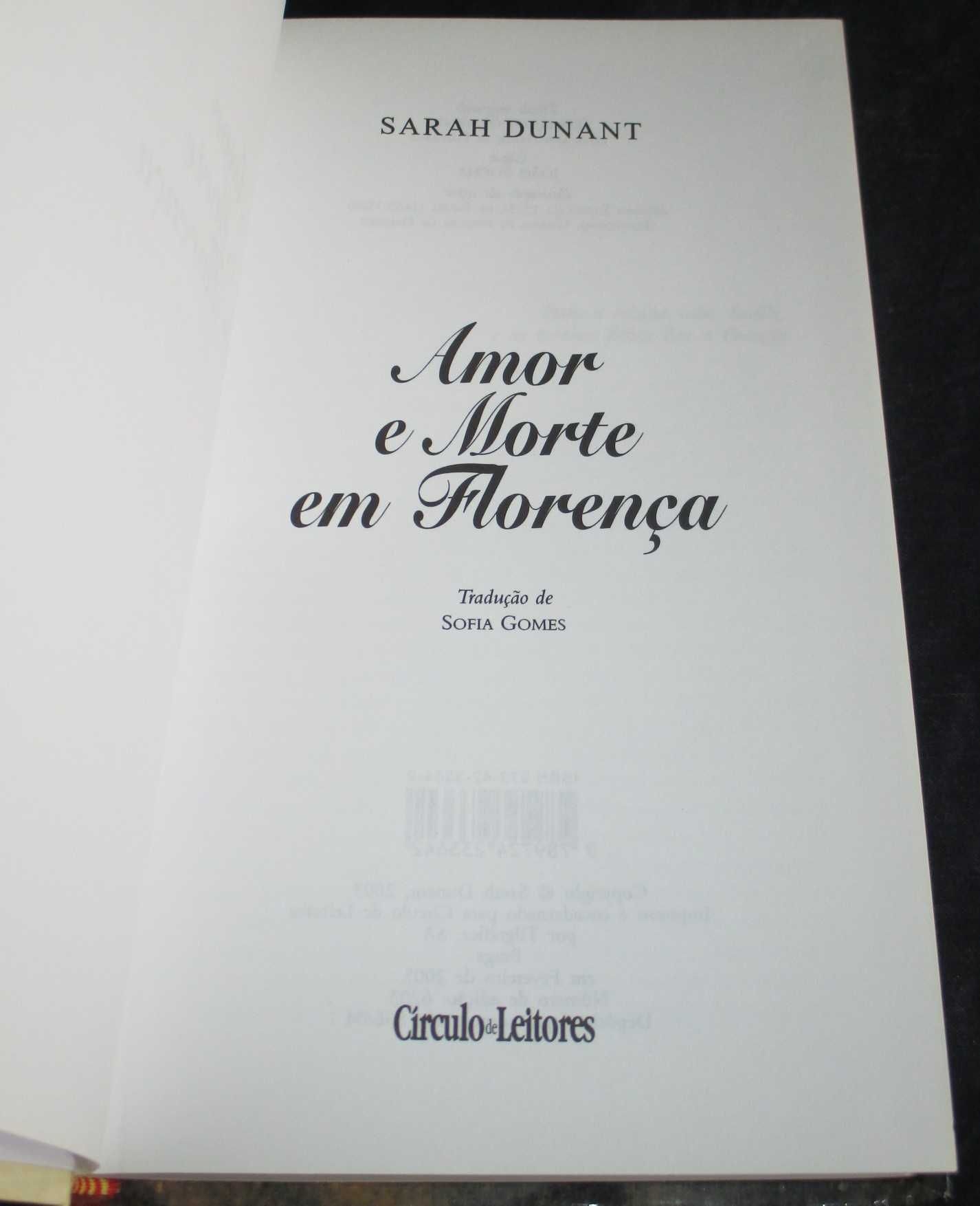 Livro Amor e Morte em Florença Sarah Dunant