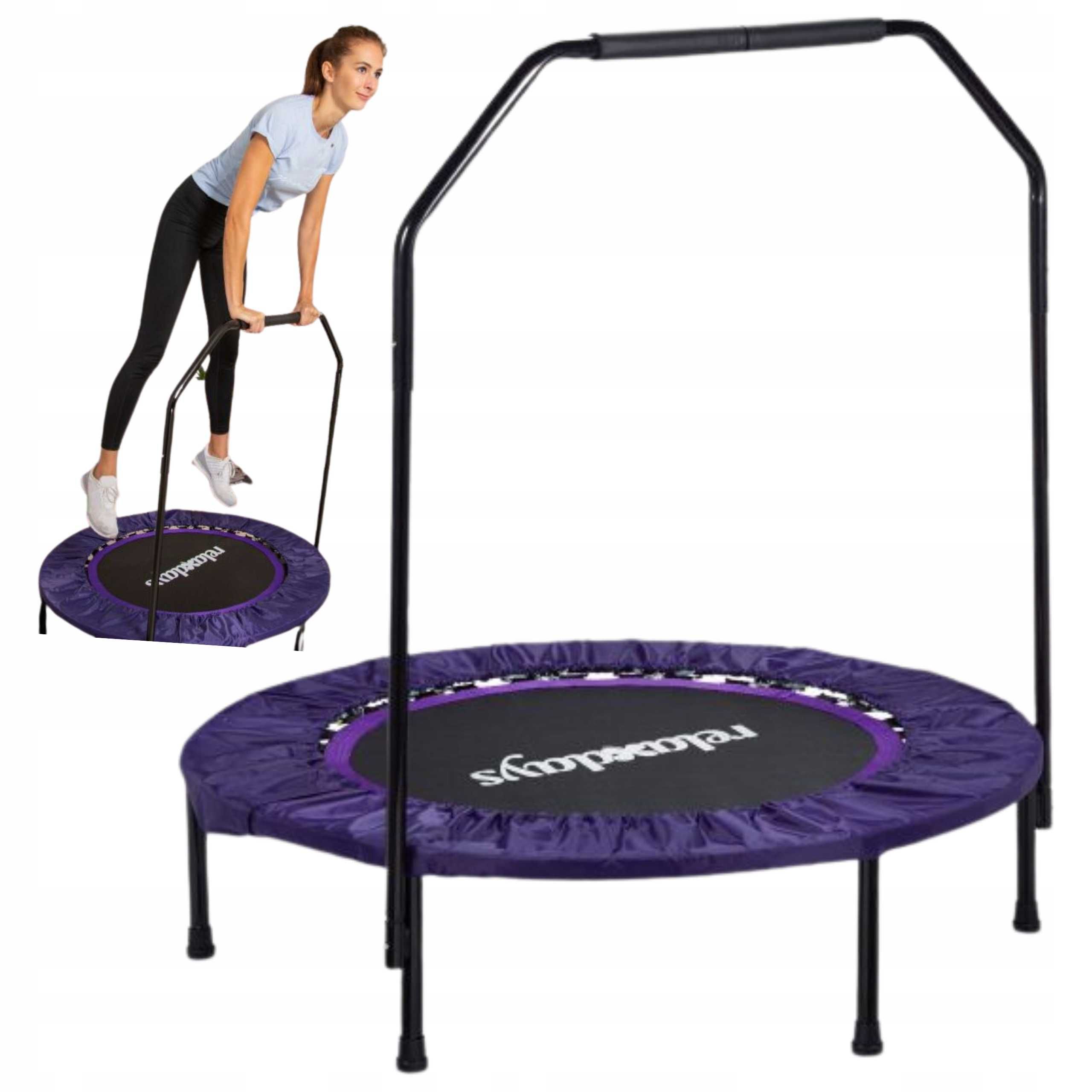 Relaxdays Trampolina fitness składana z uchwytem okrągła do 120 kg