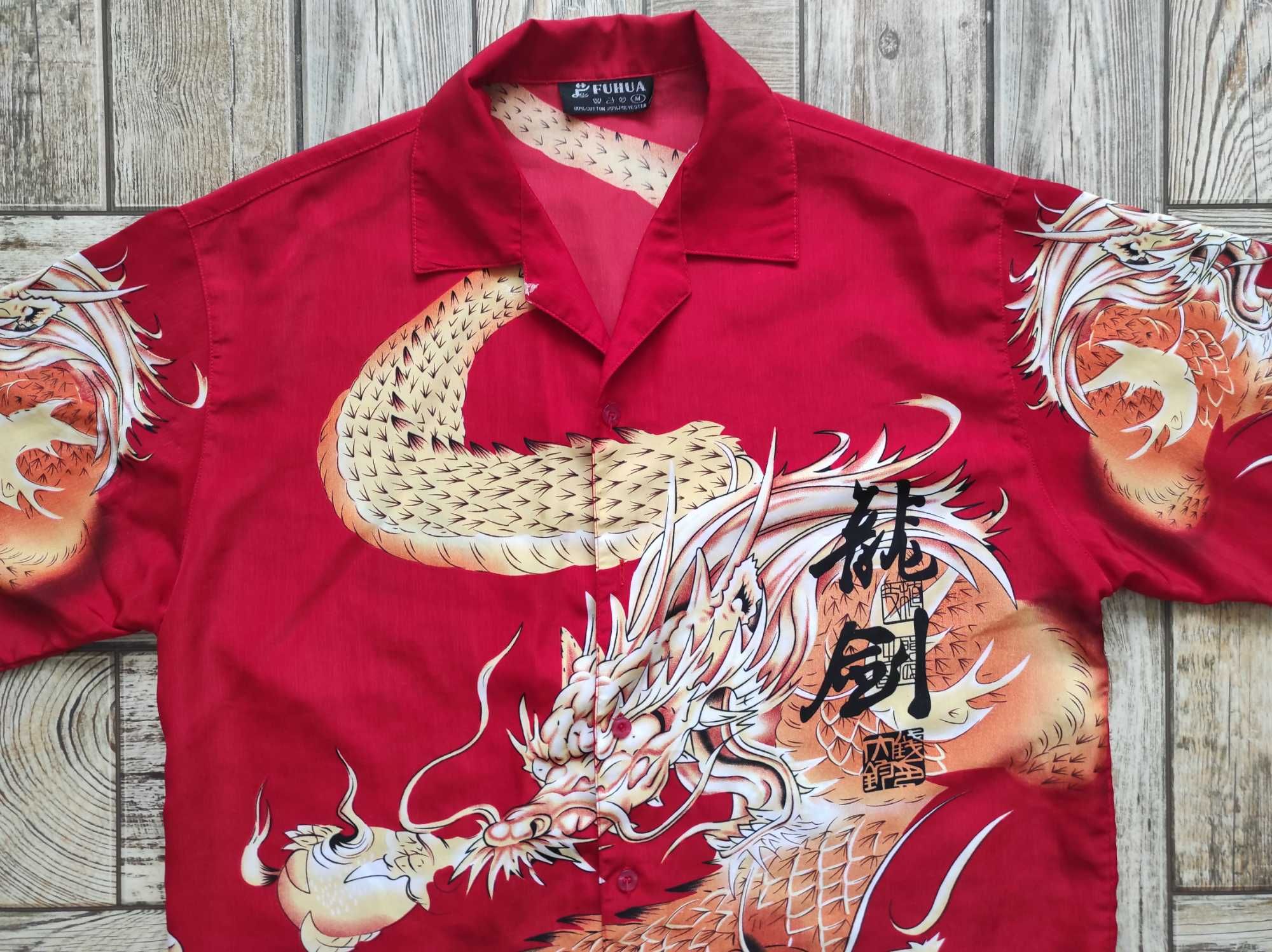 Ядрьона чоловіча сорочка Fuhua Japanese Style Dragon Дракон