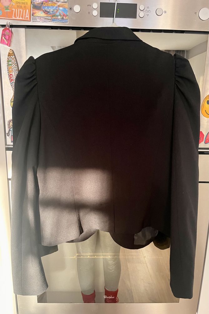Czarna, elegancka marynarka z bufkami, h&m
