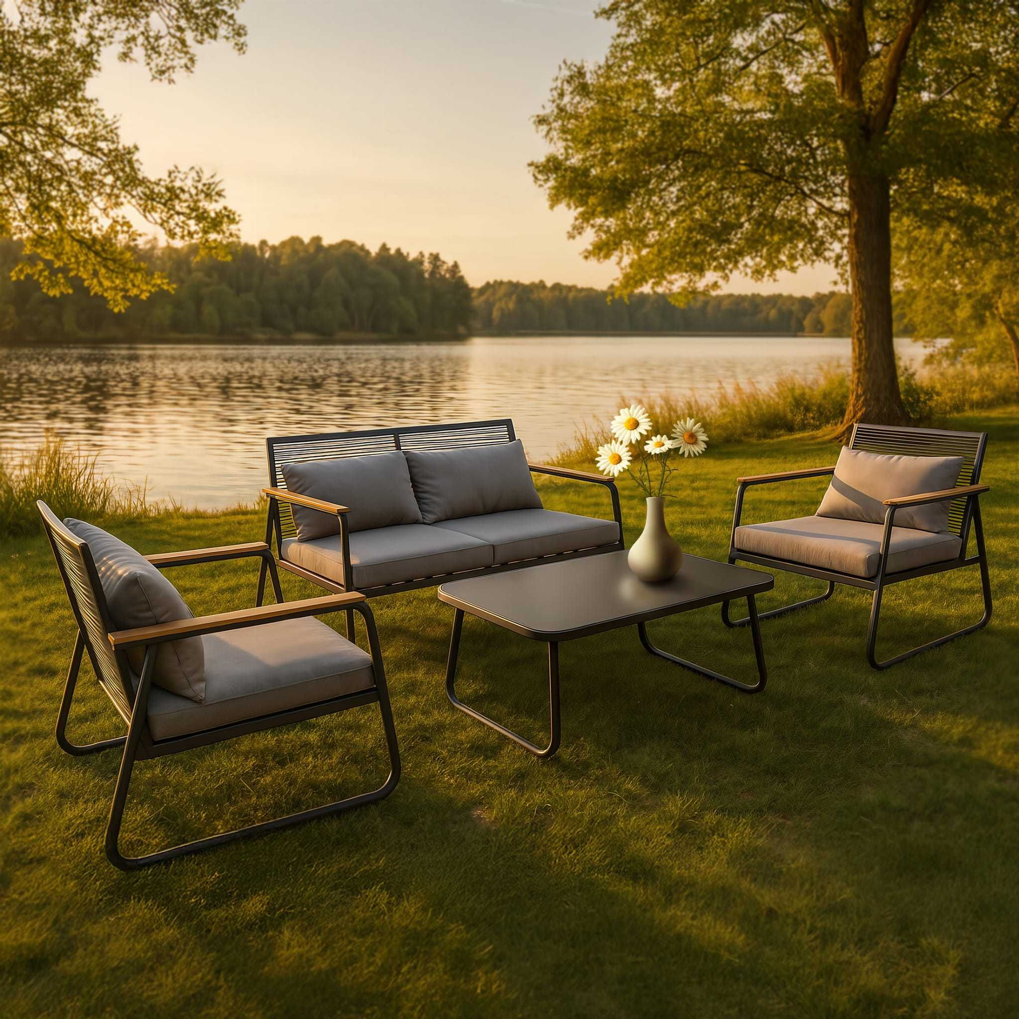 Zestaw mebli ogrodowych - 2x fotel, stolik, sofa NOWY