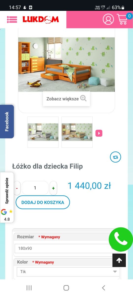 Łóżko młodzieżowe 180x90