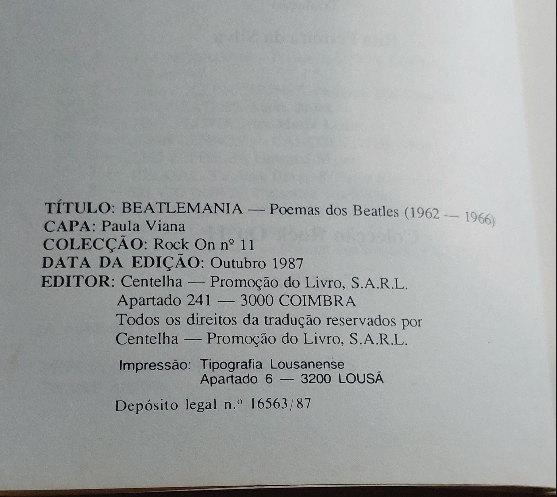 Beatlemania, Poemas dos Beatles (Fora do Texto/Centelha)