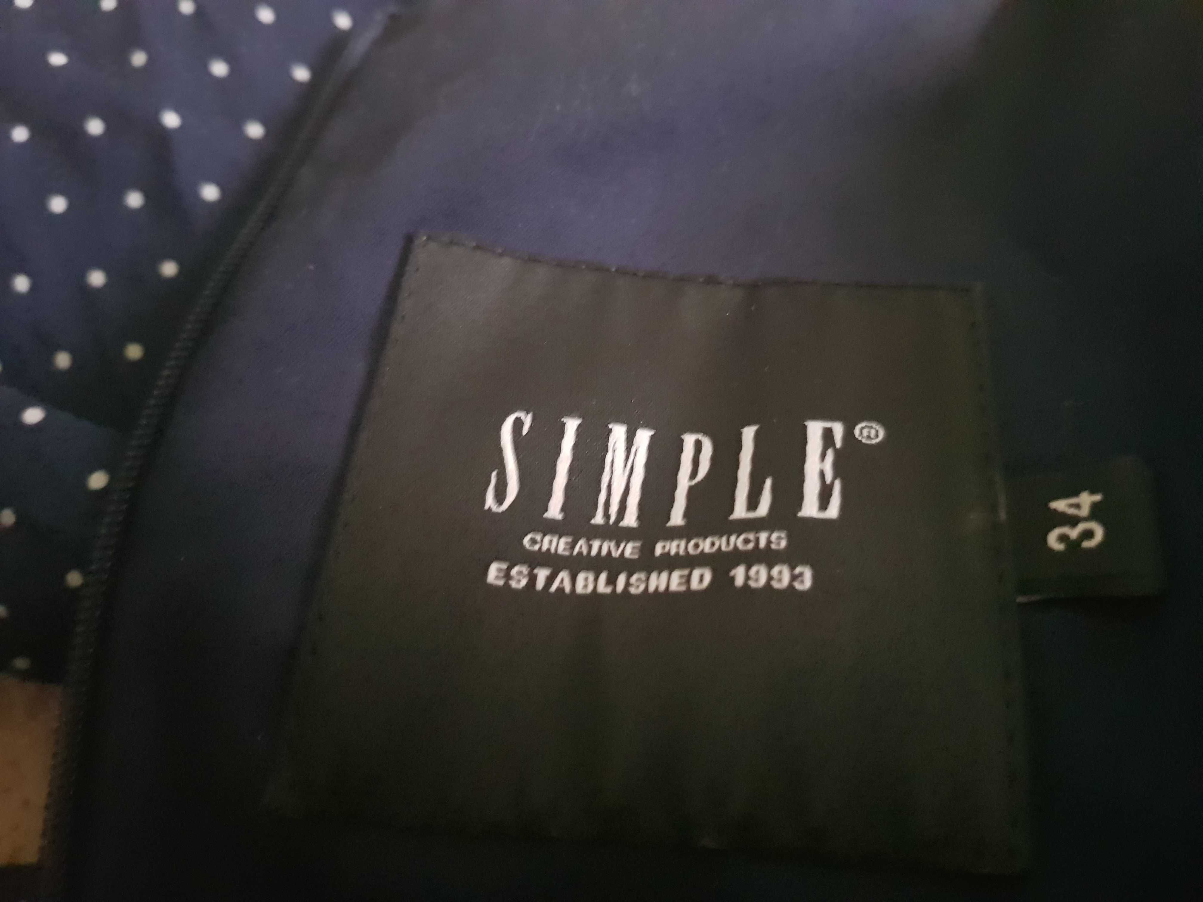 Nowa granatowa sukienka Simple XS  w kropki, fason prosty.