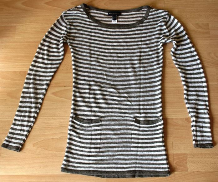 Sweter - tunika w paski z kieszeniami, MANGO Casual Sportswear, S/M