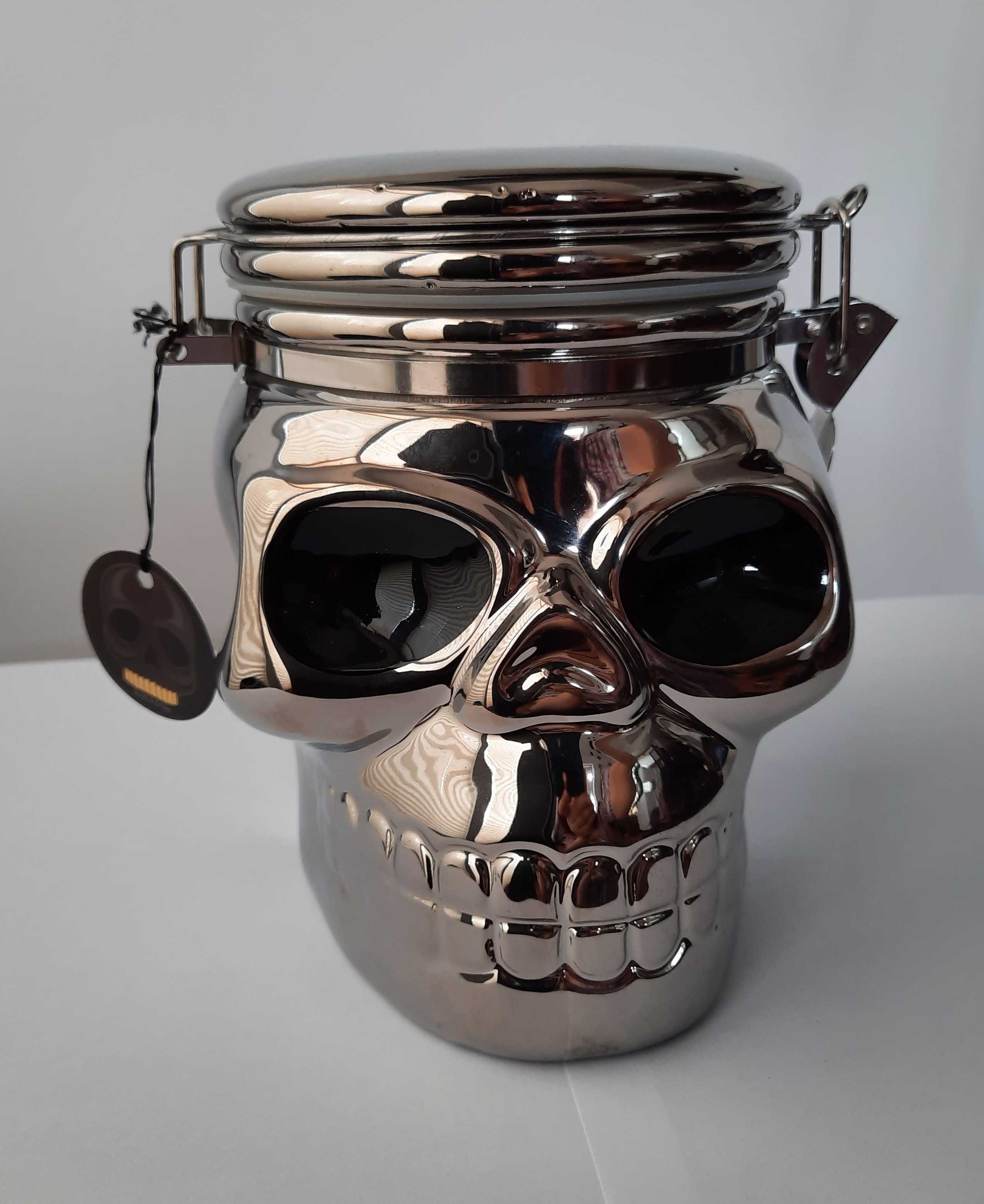 Cookie jar silver skull pojemnik na ciasteczka słoik srebrna czaszka