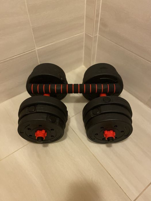 Hantle 2x10KG NOWE zestaw 2w1 sztanga gryf 20kg sztangielki regulowane