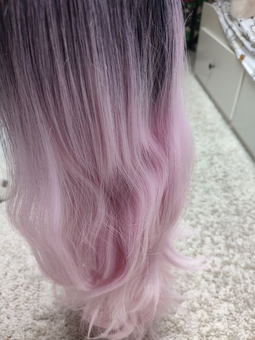 Różowa peruka ombre WIG cosplay pudrowy róż pink