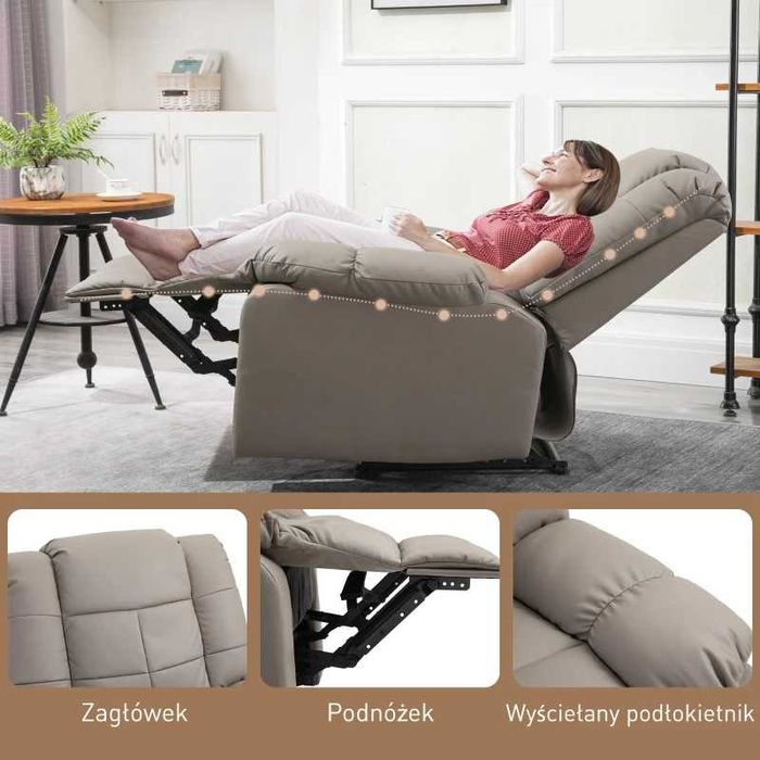Fotel TV z masażem, rozkładany, relaksacyjny