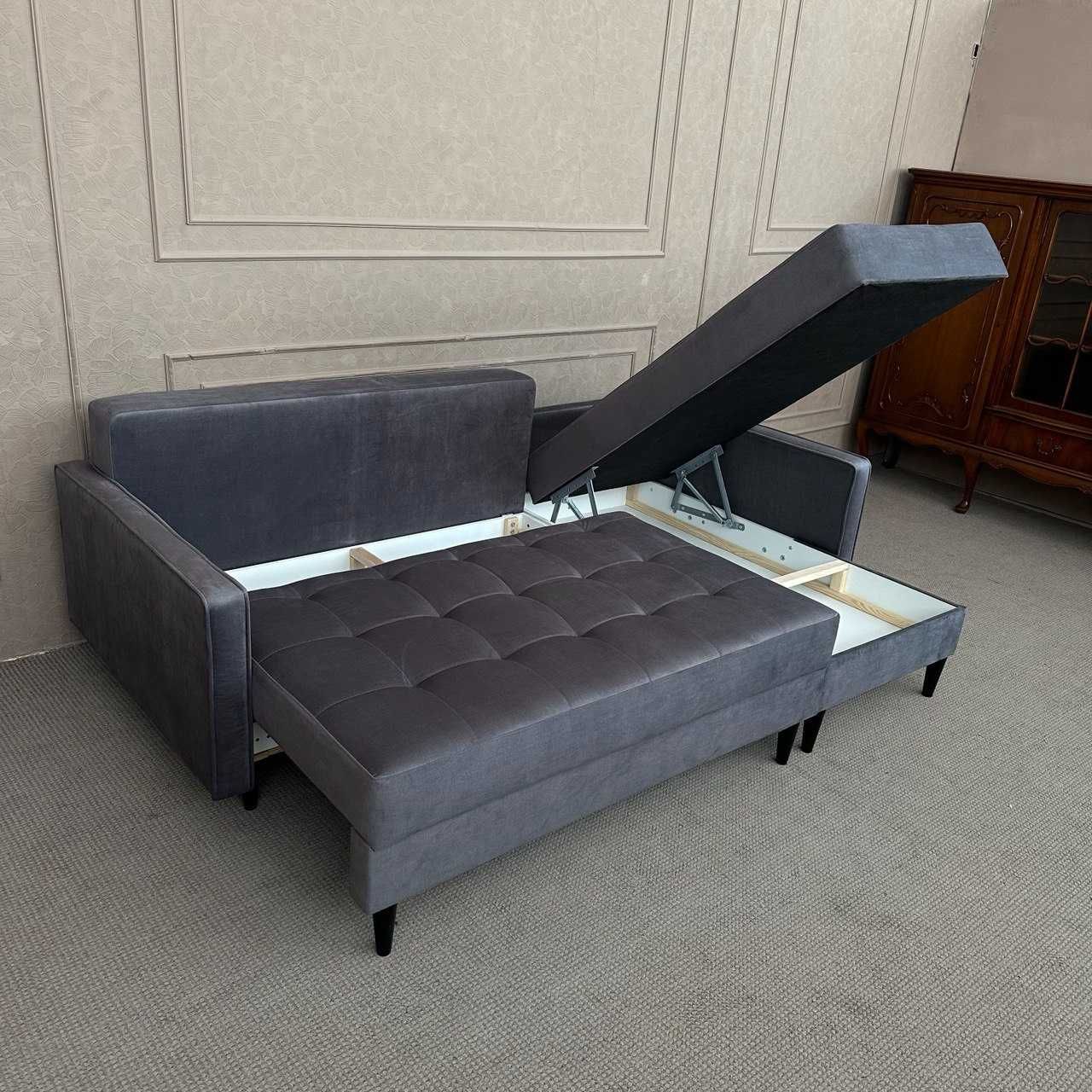 Розкладний диван кутовий в тканині