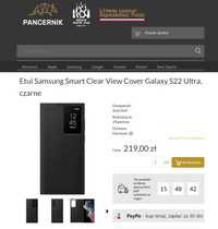 Etui samsung S22 Ultra Smart Clear View Cover EF-ZS908CBEGEE