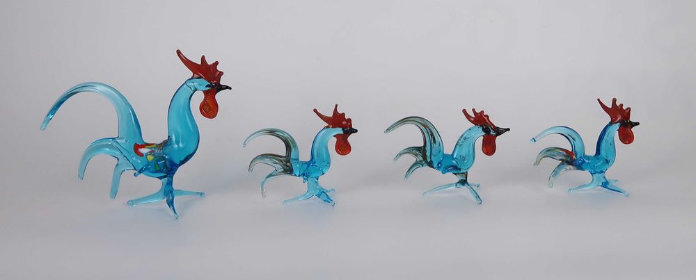 Figuras miniaturas vidro soprado - Galos
