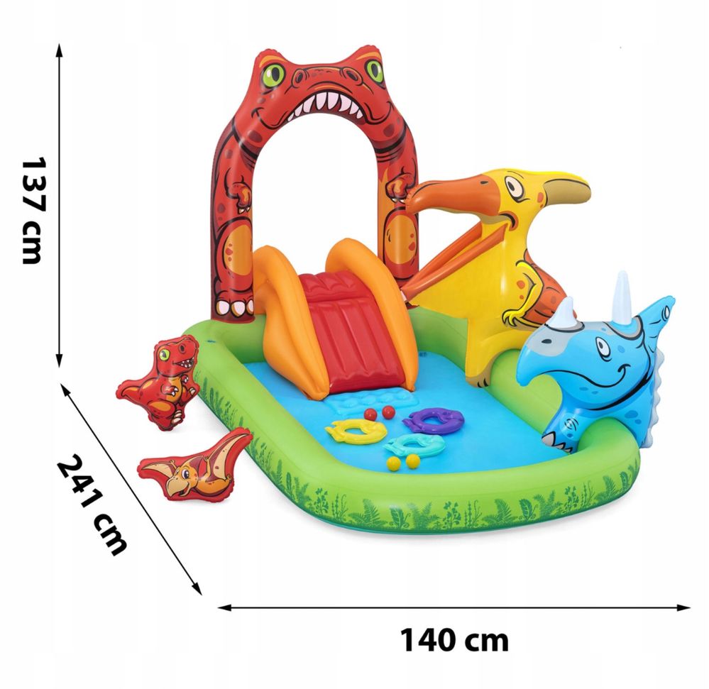 Basen plac zabaw dmuchany Jurassic 241 x 140 x 137 Bestway dinozaury
