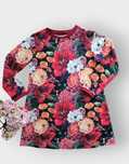 sukienka dla dziewczynki trapezowa kwiaty bordo handmade