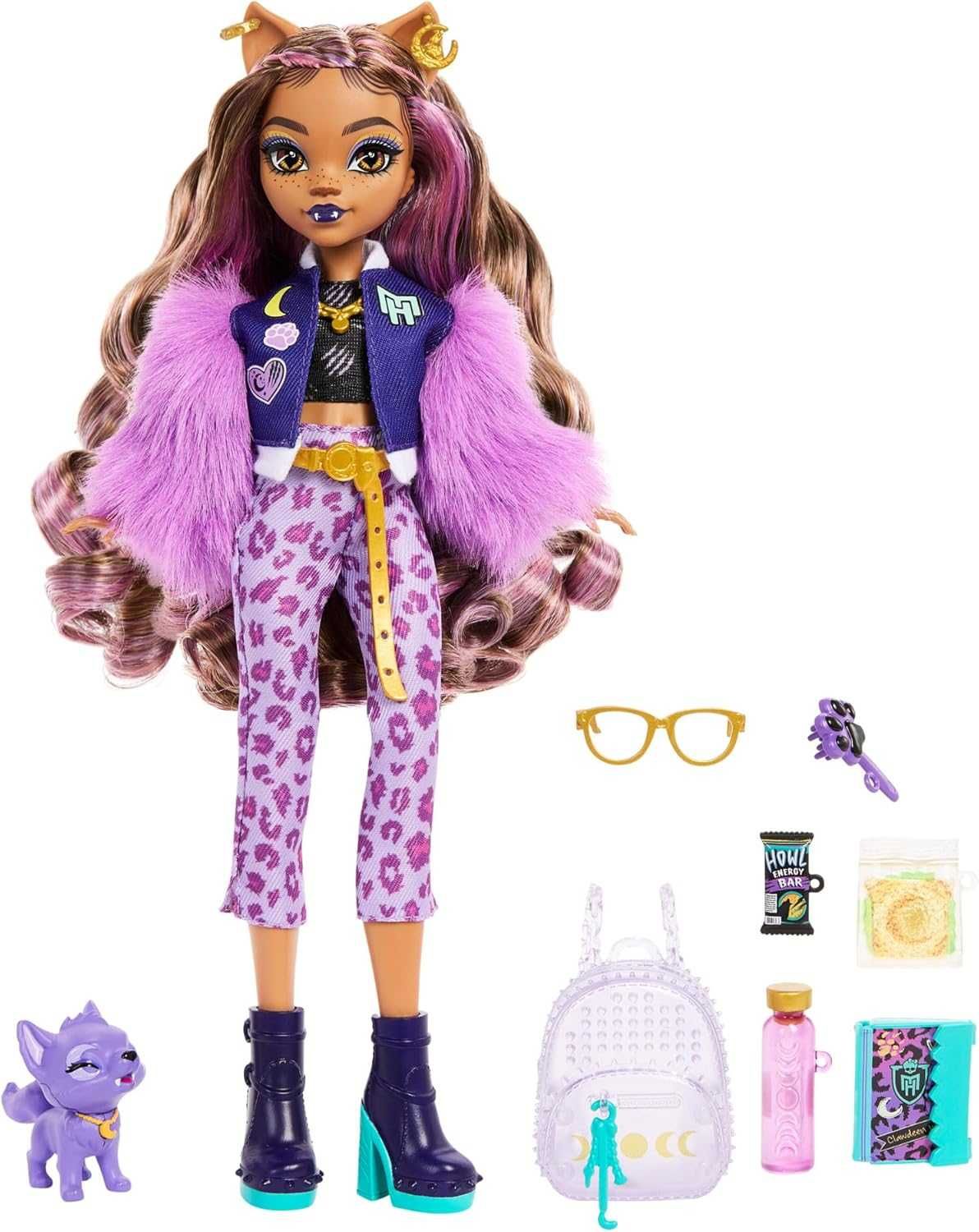 Monster High Clawdeen Wolf Doll with Pet Dog Crescent клодин вульф