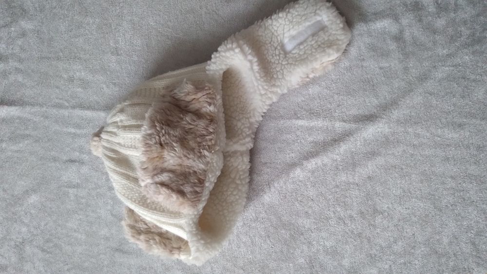 Czapka uszatek z dodatkiem wełny-Agat