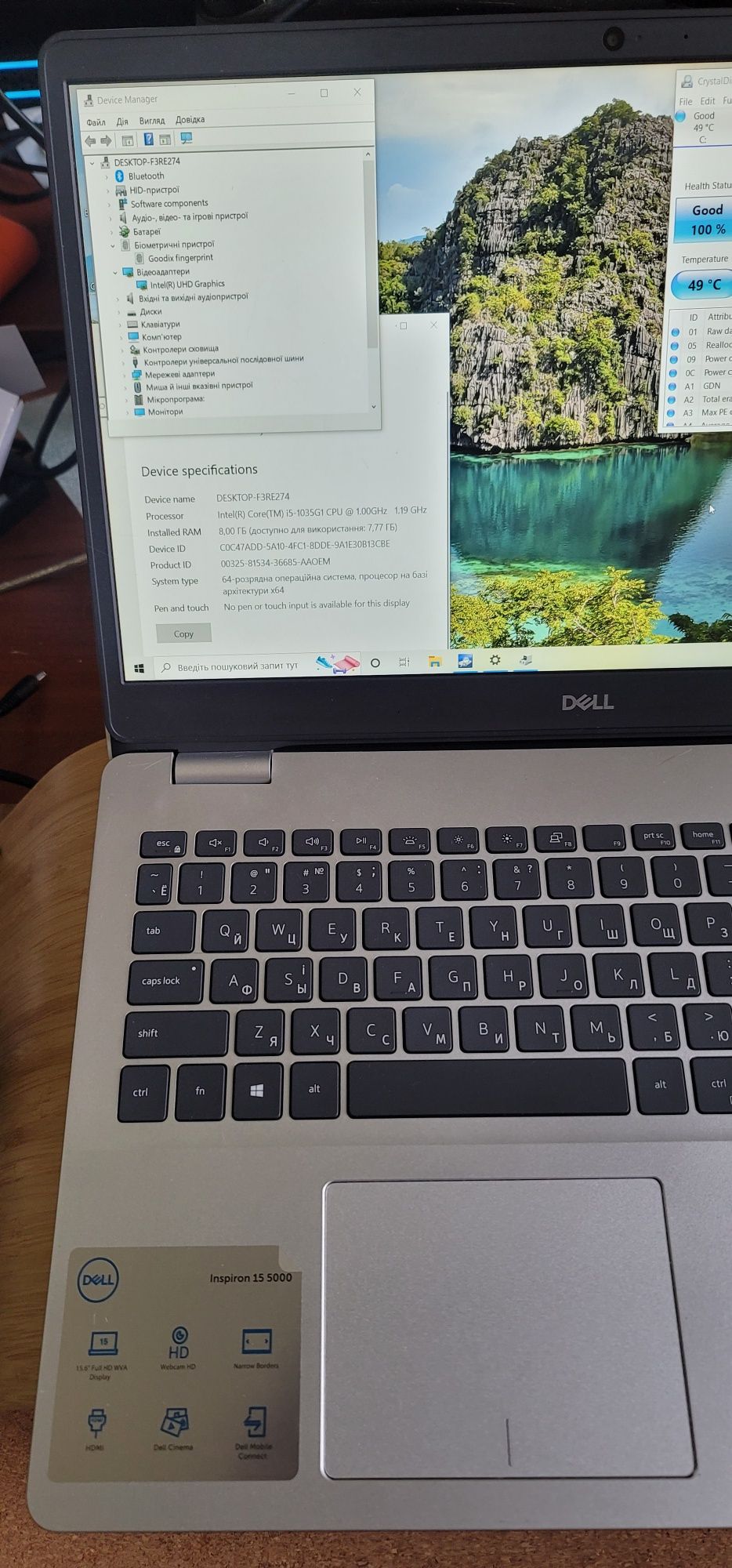 Dell inspiron 15 5593. I5-1035G1. 8gb, 256Gb SSD, FullHD.