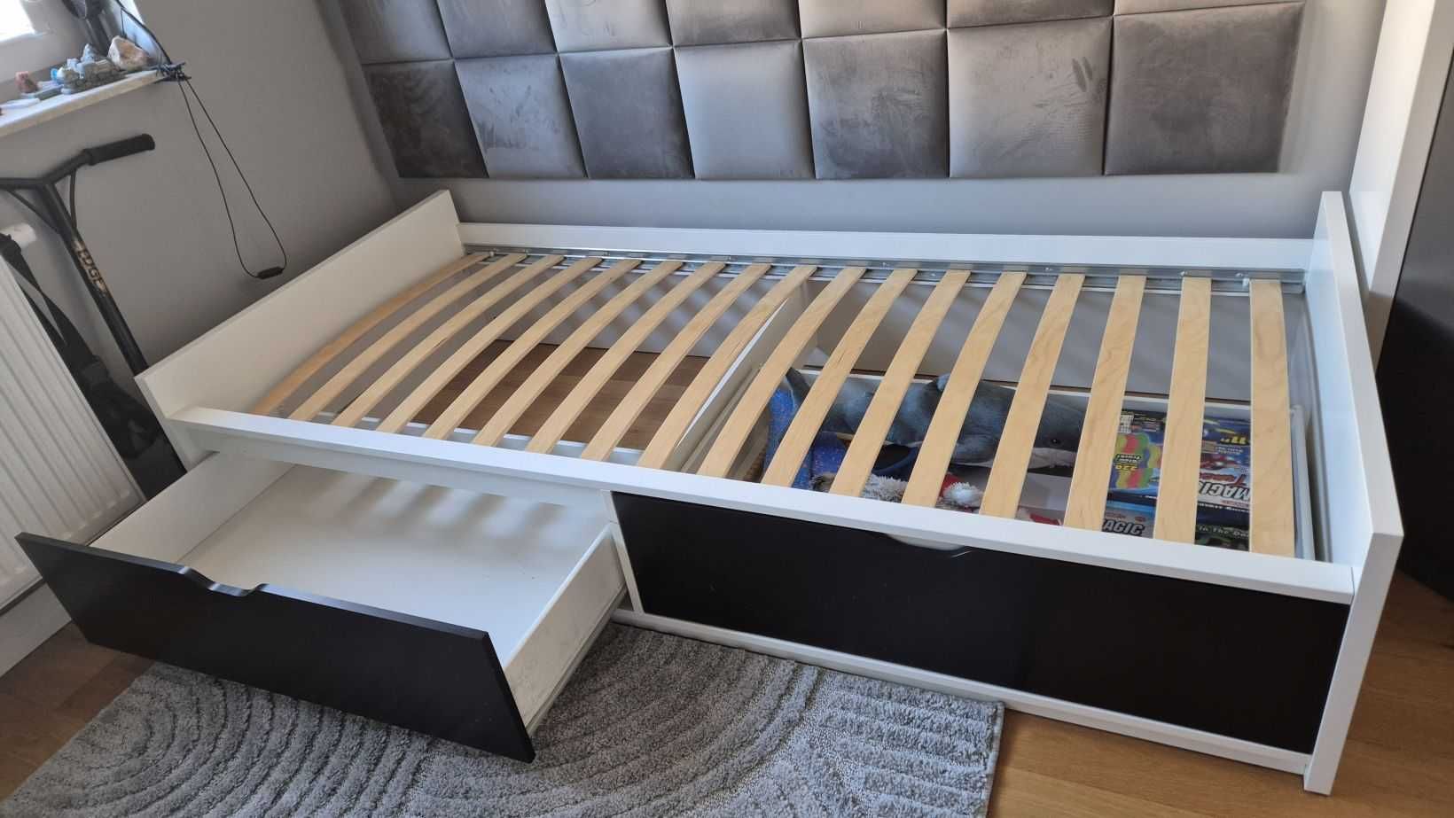 Łóżko IKEA Flaxa 90x200 z 2 szufladami i materacem Malvik 14cm