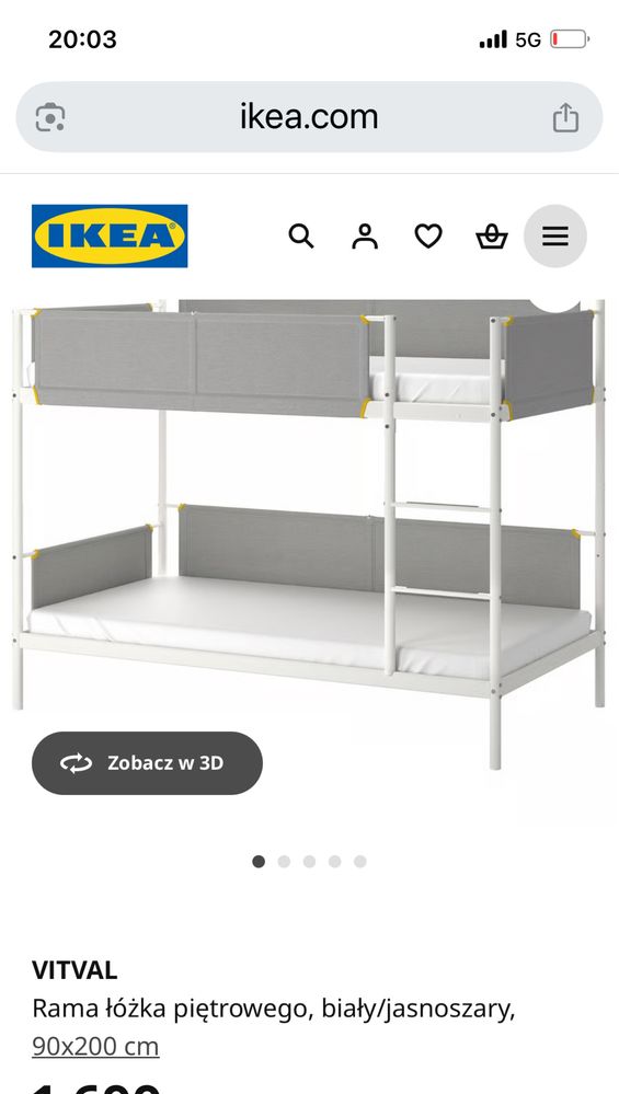 Łòżko pietrowe ikea vitval