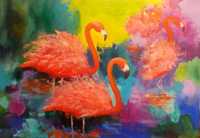 Obraz olejny Flamingi 50x70cm