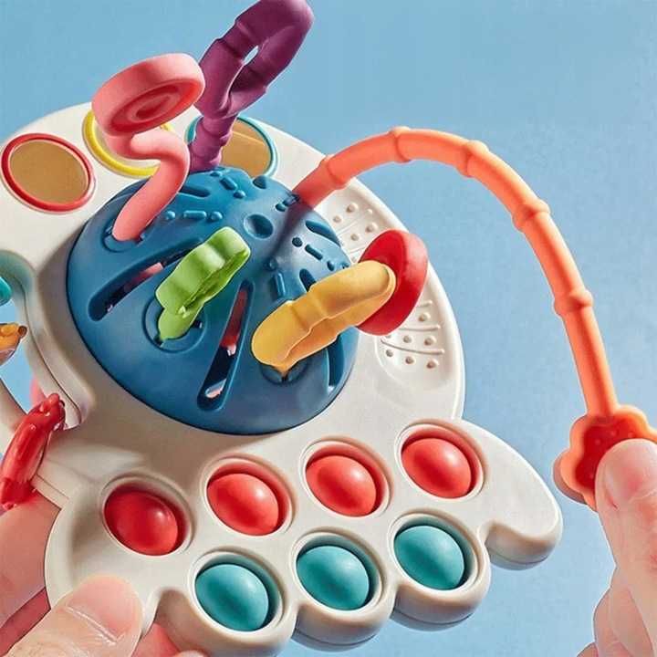 Игрушка осьминог краб монтесори игрушка для прорезывания зубов 6 в1,