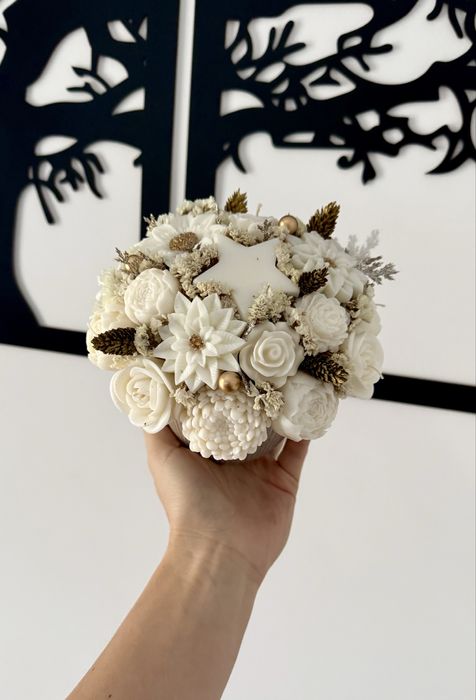 Świąteczny flower box stroik prezent candle box