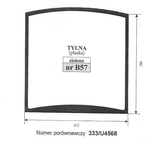 szyba JCB 8014, 8014CTS, 8018, 8018CTS - tylna B 57