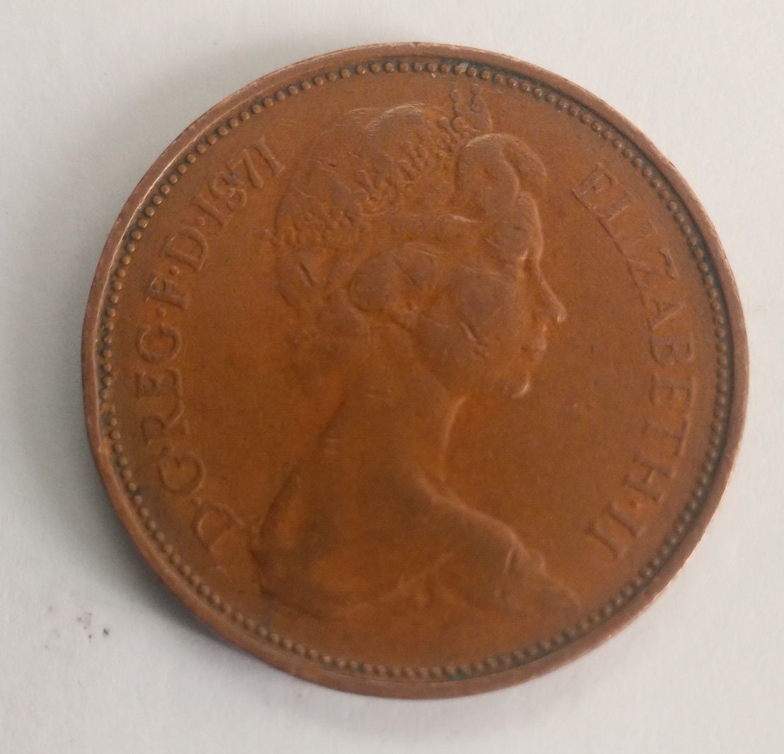 Монета Великої Британії (2 пенса 1971 року).