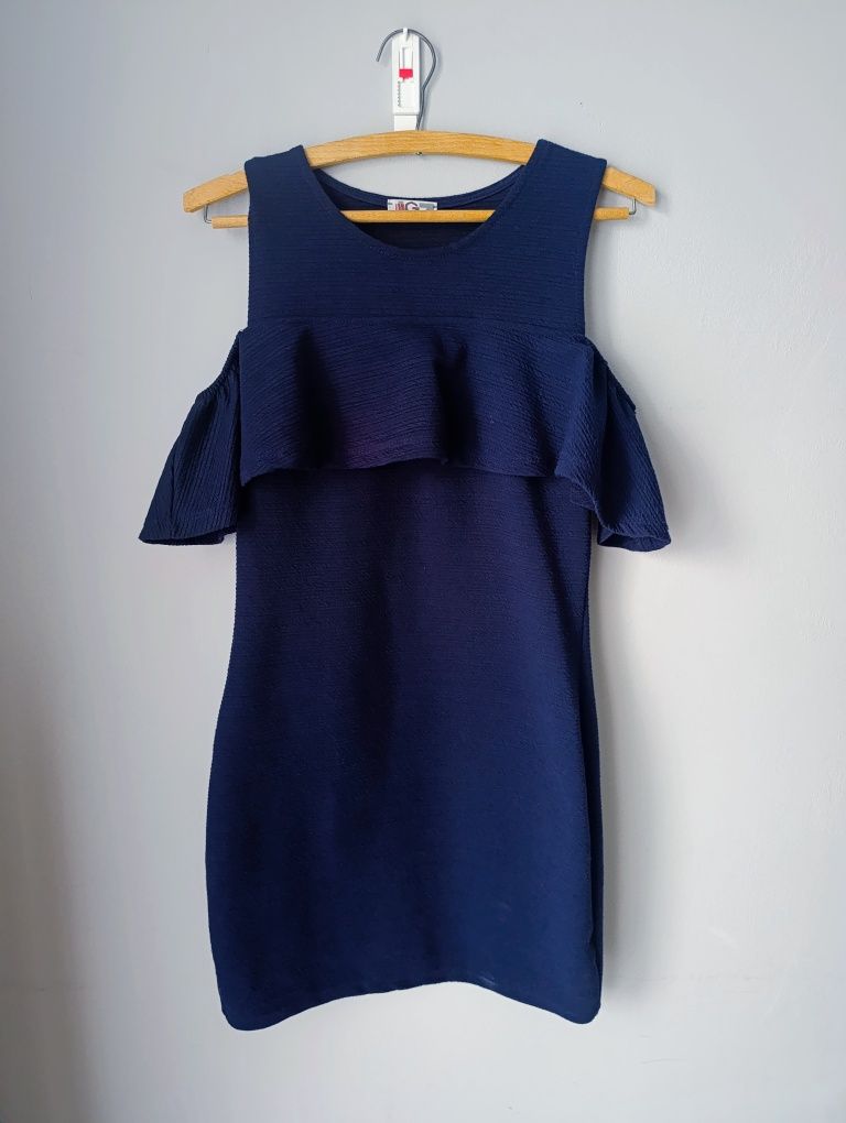 Granatowa wieczorowa sukienka, elegancka, regular size, M, L, WalG