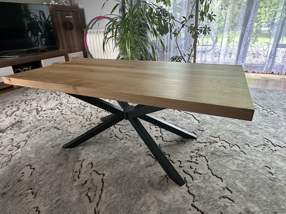 Stolik kawowy loft blat dębowy