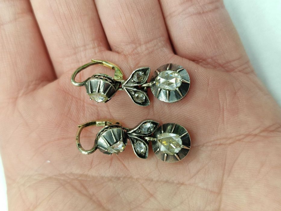 Złote kolczyki/ 580/ AUSTRO-WĘGRY/ 8.70 gram/ 8x DIA/ 1.64ct/ wycena