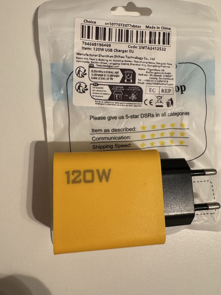 Ładowarka 120W. NOWA. 2x Usb-C 2x Usb-A