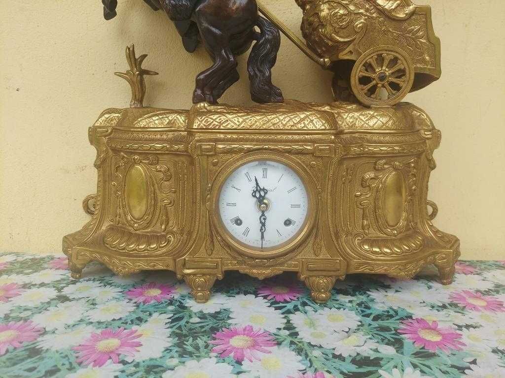Stary zegar kominkowy empire rydwan rzymski olbrzymi nr 18