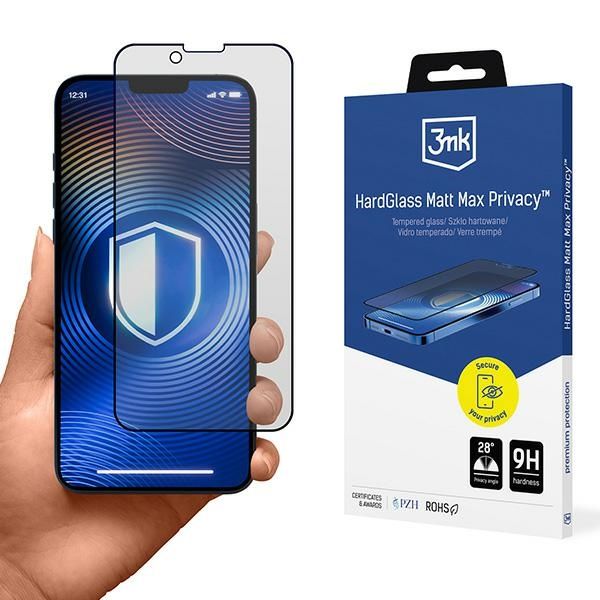 3MK HardGlass Matt Max Privacy iPhone    13/13 Pro/14/16E