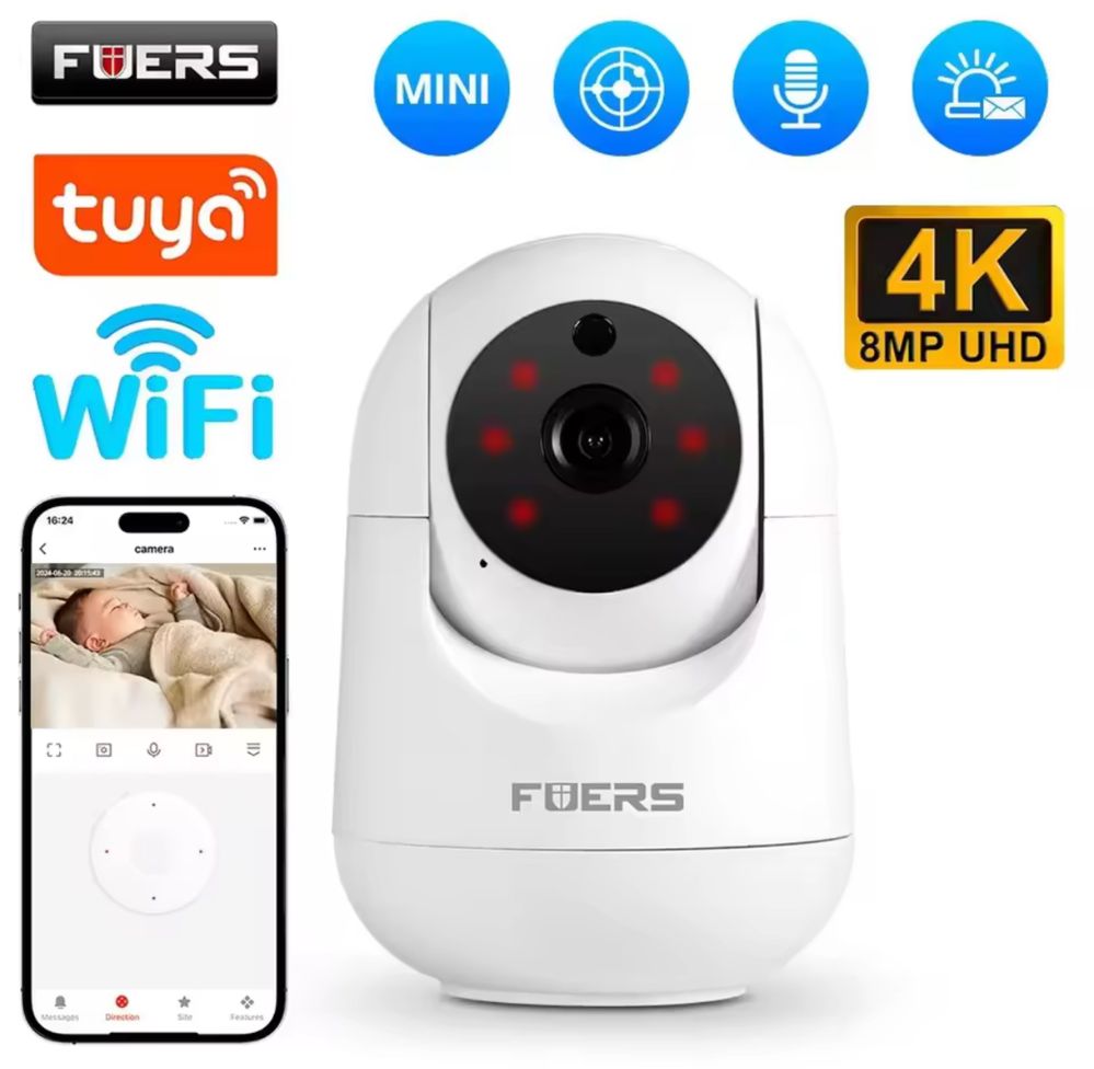 Відеоняня Wifi камера Tuya Fuers 5 mp Бездротова Відеонагляд