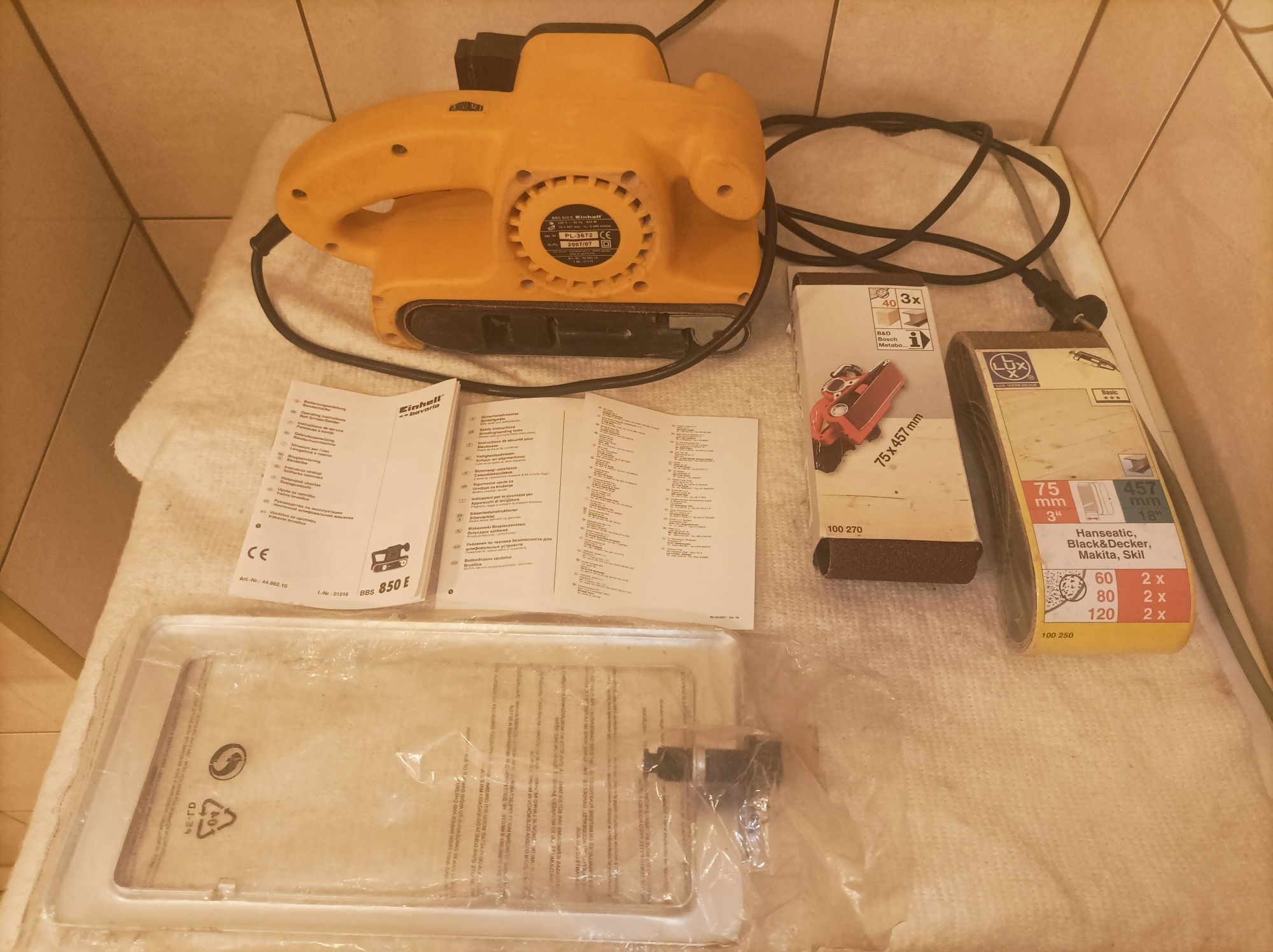Szlifierka taśmowa Einhell BBS 850 E + taśmy ścierne Jak Nowa! Wysyłka