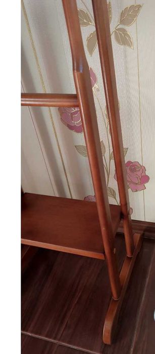 Підлогова подвійна вішалка стійка для одягу НВЕО дерев'яна Еко горіх