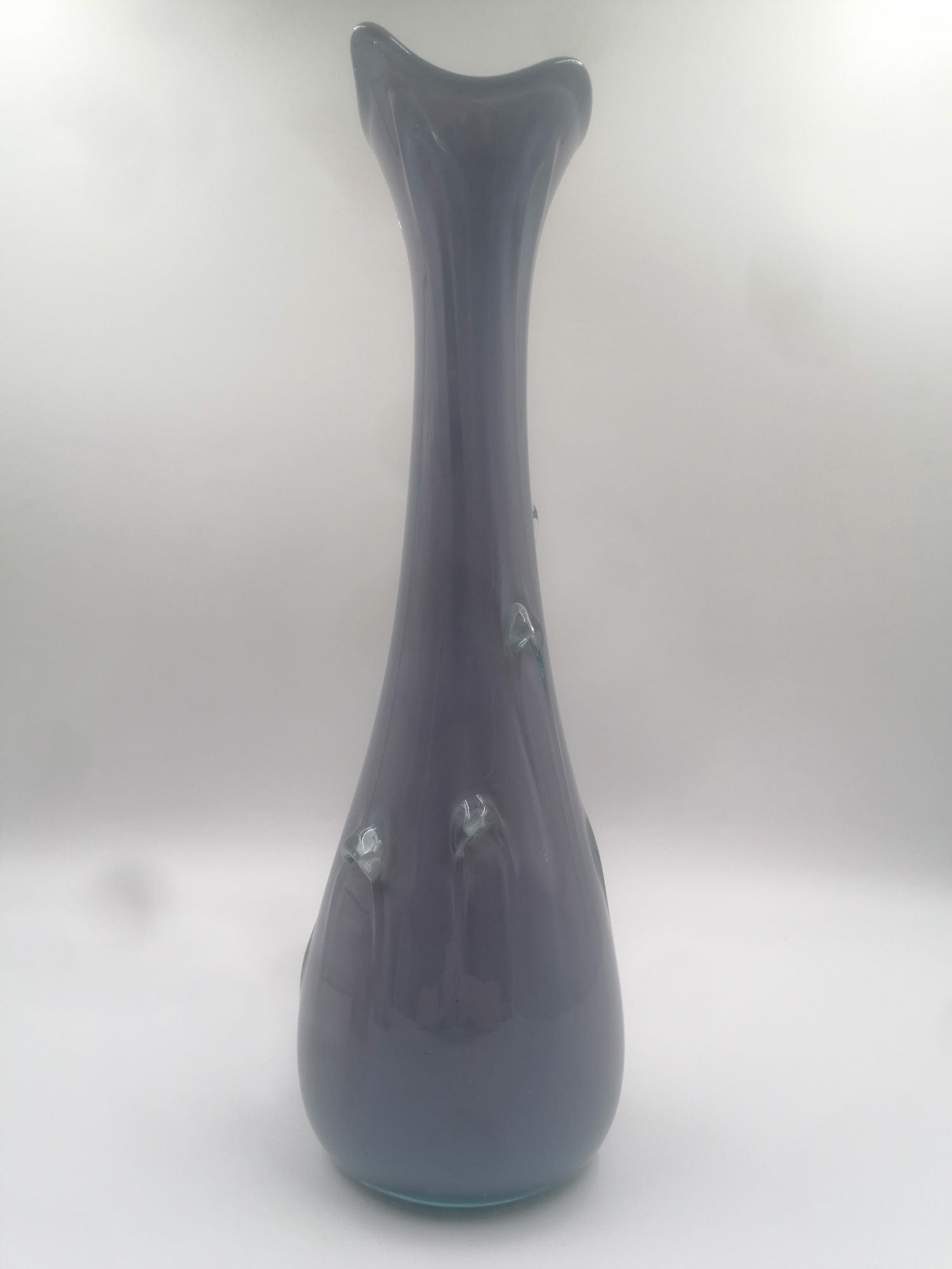 Przepiękny duży szklany fioletowy wazon sękacz PRL