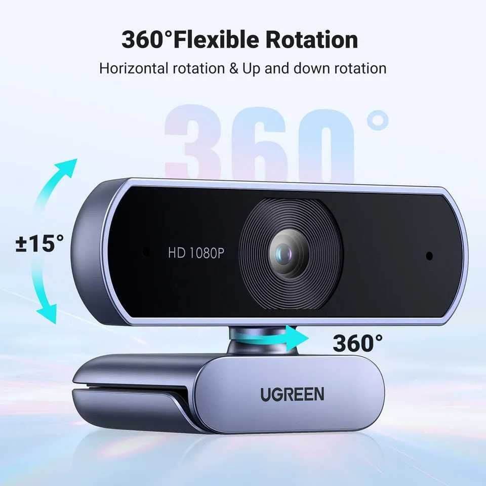 Веб-камера для ПК и ноутбука 1080P 2 микрофона Ugreen HD Webcam