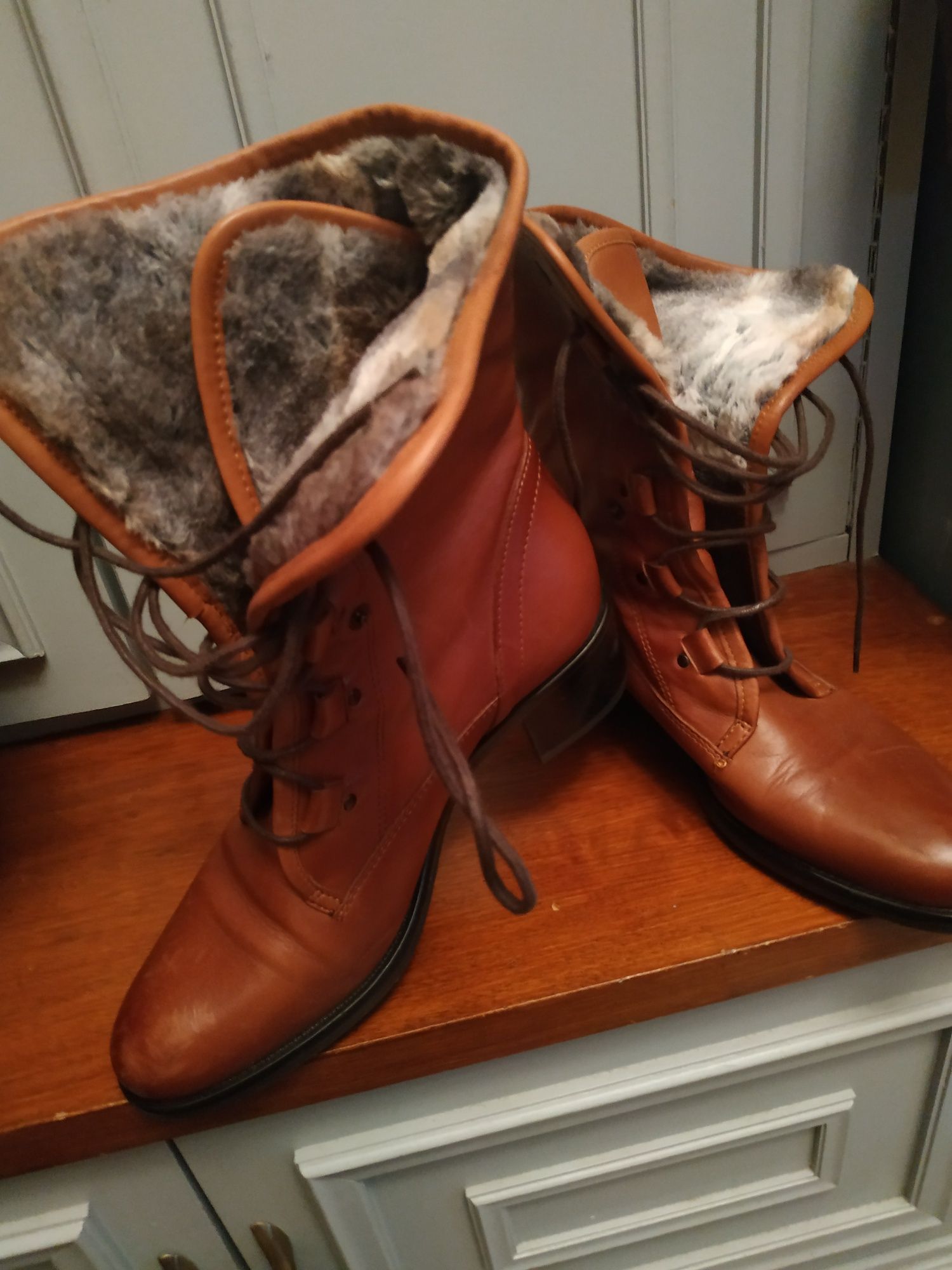 Сапоги - ботинки зимние кожаные (37)