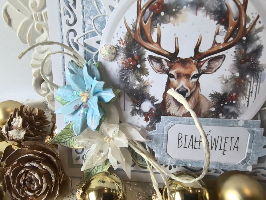 Ręcznie robiona kartka bożonarodzeniowa  w pudełku