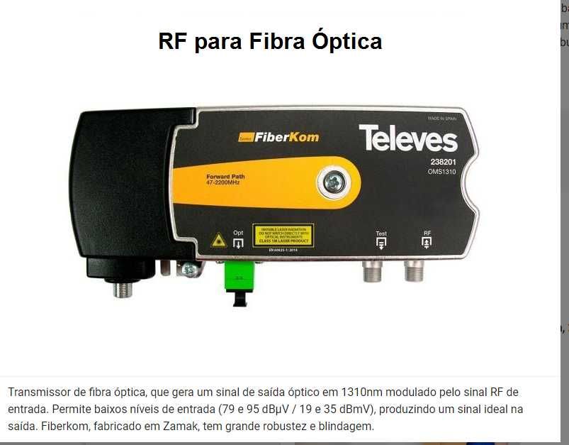 Conversor duplo RJ45>Fibra óptica e reverso.Distribui F Óptica NET/TV