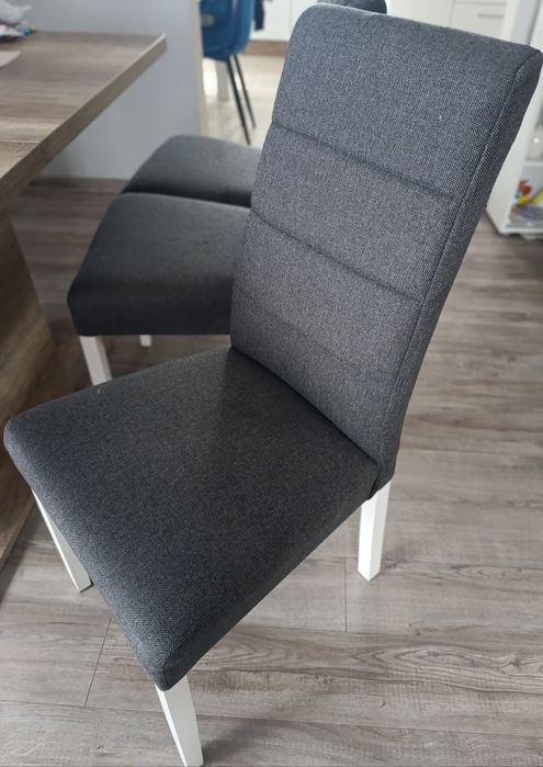 Komplet 6 krzeseł do jadalni salonu szare tapicerowane