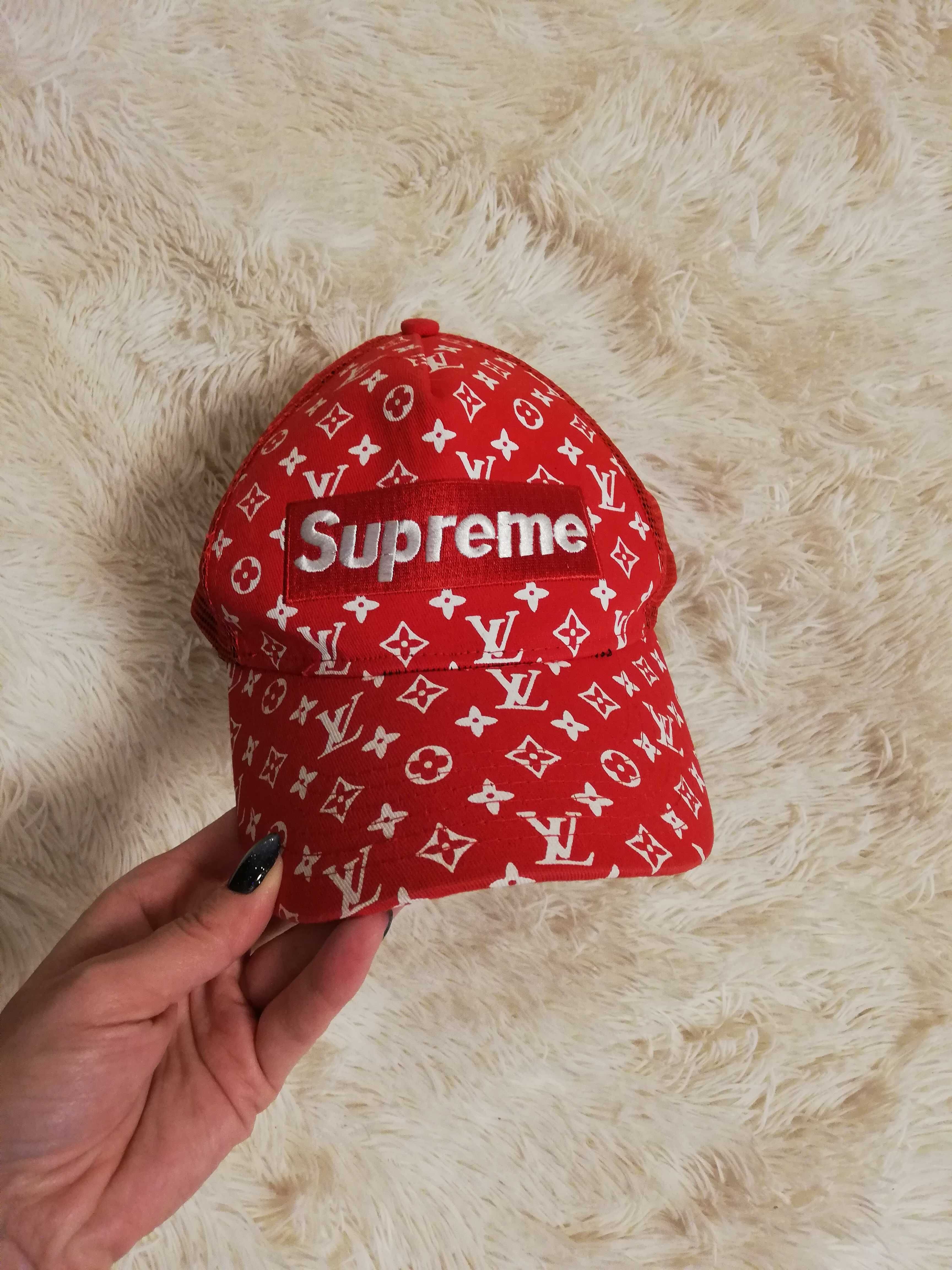 czapka supreme czerwona czapka z daszkiem supreme LV