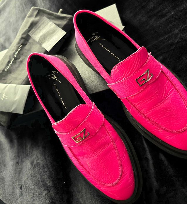 Giuseppe Zanotti Włoskie Oryg. Mokasyny kolor fuksja magenta, skóra 41