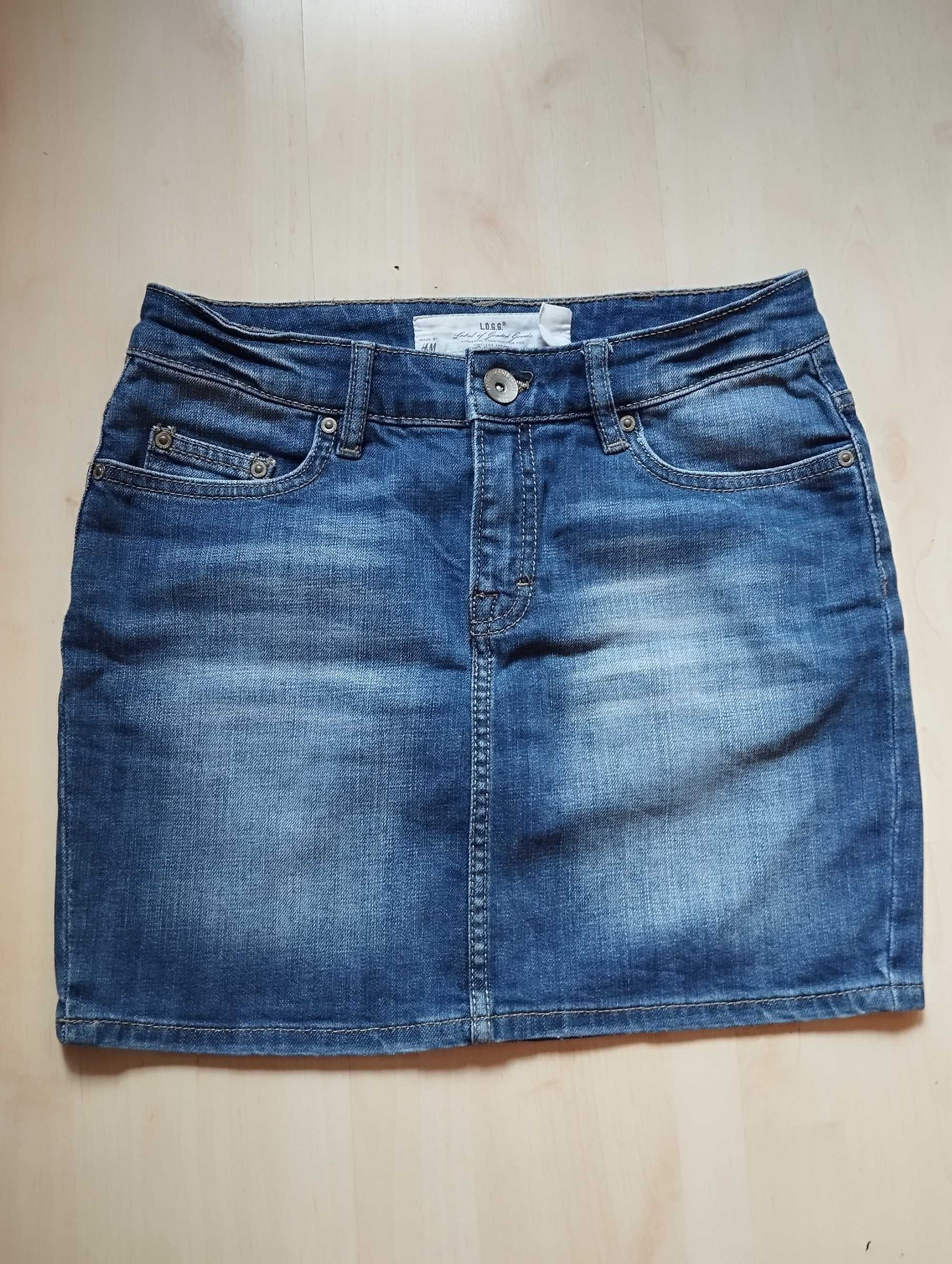 spódniczka jeansowa niebieska przecierana XS H&M jasnoniebieska vintag