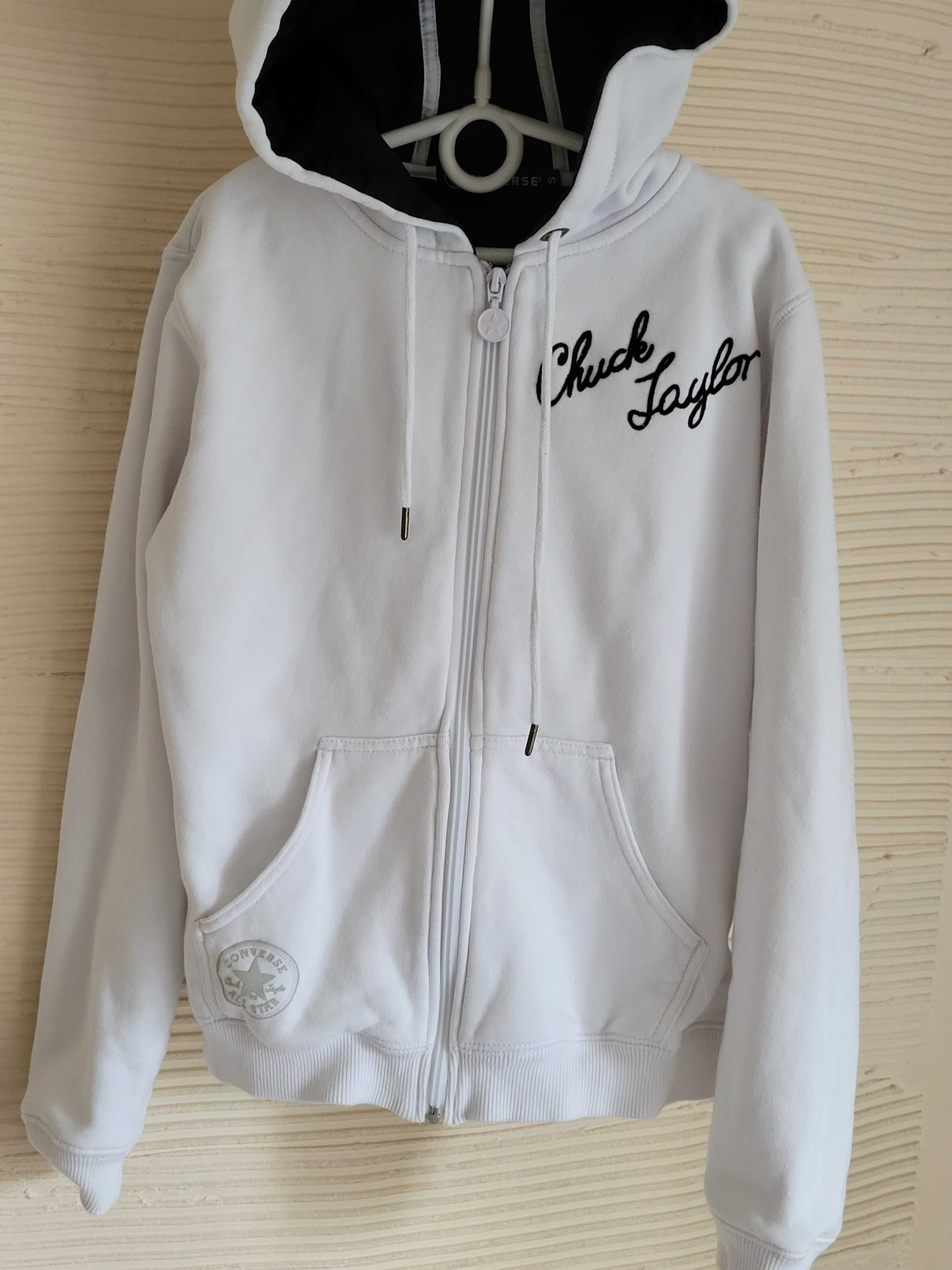Bluza S Converse Chuck Taylor biała z kapturem rozpinana