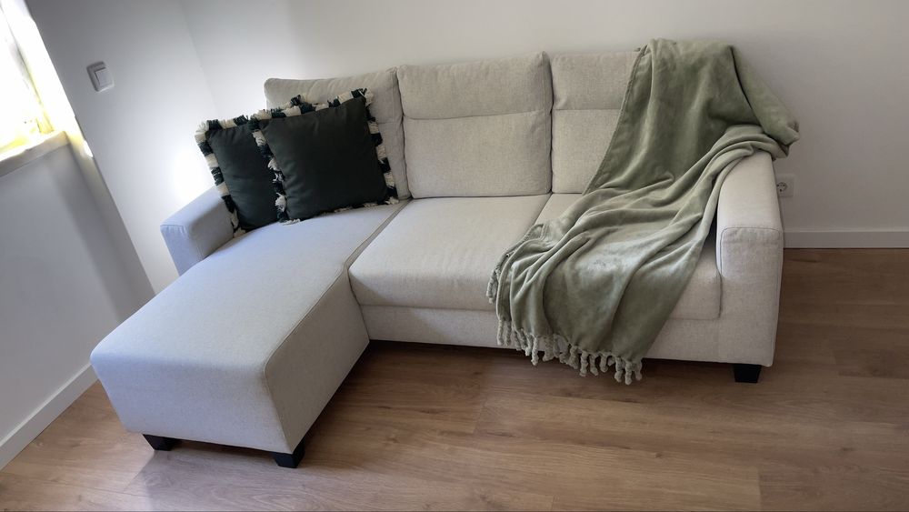 Sofá 3 lugares, c/chaise longue/Gunnared bege
